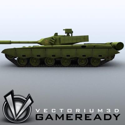 3D Model of Game-ready model of modern Chinese main battle tank ZTZ99 (Type 99) with two RGB textures: 1024x1024 for tank and 1024x512 for track and wheels. - 3D Render 4